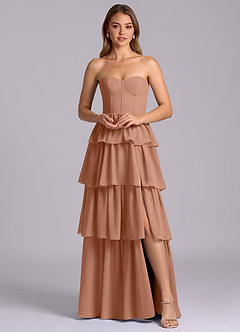 Azazie Faye Brautjungfernkleider A-Linie Herzausschnitt Chiffon Kleid Bronzer image6