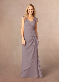 Azazie Gladys Mother of the Bride Dresses Dusk A-Line Queen Anne Lace Chiffon Dress image2