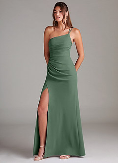 Azazie Eren Jurken voor bruidsmeisjes Jurk van Stretch crêpe met Kolom One-Shoulder Eucalyptus image1