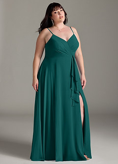 Azazie Akita Bridesmaid Dresses Peacock A-Line Chiffon Dress image7