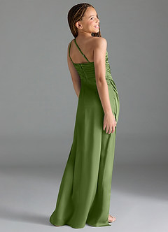 Azazie Eren Junior Juniper Sheath Pleated Stretch Satin Dress image5
