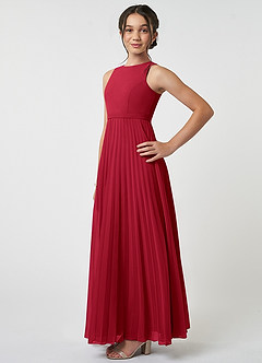 Azazie Lindie Junior Scarlet A-Line Pleated Chiffon Dress image3