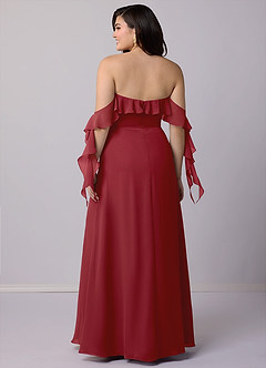 Barbie ♥ Azazie Bridesmaid Dresses Pomegranate A-Line Off the Shoulder Chiffon Convertible Dress image9