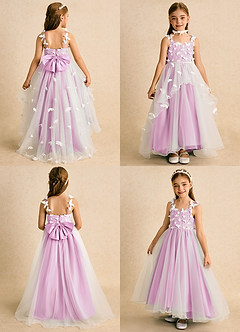 Azazie Darlina Robe Demoiselle D'honneur Fillette Robe Princesse en Tulle Dentelle Ivoire Rose Bonbon image2