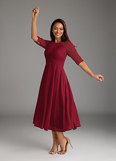 Azazie Dorothea Mother of the Bride Dresses Burgundy A-Line Scoop lace Chiffon Dress image2