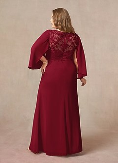 Azazie Perry Abiti per la Madre della Sposa Abito Sirena in Chiffon con Scollo a V in Pizzo Borgogna image8