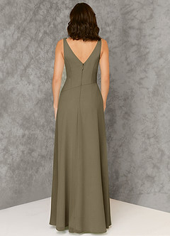 Azazie Kori Bridesmaid Dresses Willow Green A-Line Pleated Chiffon Dress image2