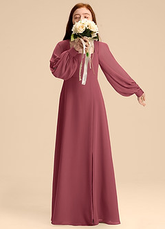 Azazie Bondi Junior Abito A-Line in Chiffon Blusa Merlot image3
