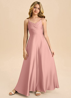 Azazie Bug Junior Abito A-Line in Raso Elasticizzato Plissettato Rosetta image5