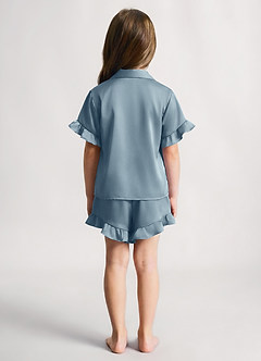 front Mädchen-Pyjama-Set mit Rüschen und kurzen Ärmeln