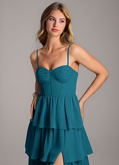 Azazie Alanna Bridesmaid Dresses Ink Blue A-Line Sweetheart Neckline Chiffon Dress image2