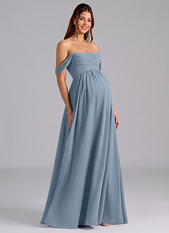Azazie Saige Maternity Bridesmaid Dresses A-Line Pleated Chiffon Floor-Length Dress image1