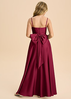 Azazie Bear Junior Burgundy A-Line Sweetheart Neckline Stretch Satin Dress image2