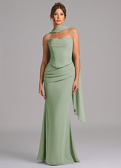 Azazie Sorrel Bridesmaid Dresses Dusty Sage Mermaid Corset Chiffon Dress image4