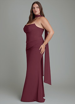 Azazie Sorrel Robes de demoiselle d'honneur Robe Sirène en Mousseline de soie Corset Cabernet image13