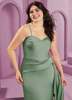 Barbie ♥ Azazie Final Sale Matcha Sheath Strapless Stretch Satin Convertible Dress image12