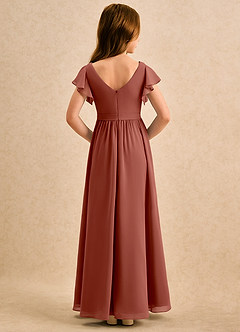 Azazie Milly Girls Formal Flower Girl Dresses Auburn A-Line Pleated Chiffon Dress image2