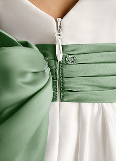 Azazie Sosie Blumenmädchenkleider A-Linie Plissee Matte Satin Kleid Elfenbein Matcha image6