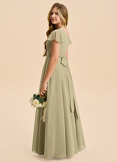 Azazie Cady Junior Moss Green A-Line Pleated Chiffon Dress image6