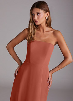 Azazie Wren Bridesmaid Dresses Clay A-Line Side Slit Chiffon Convertible Dress image2