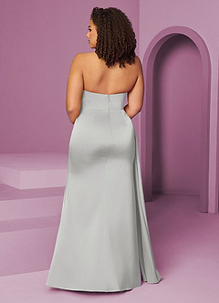 Barbie ♥ Azazie Robes de demoiselle d'honneur Robe Sirène en Satin extensible Plissée Argent image12