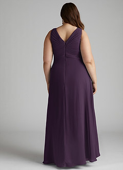 Azazie Flora Bridesmaid Dresses Plum A-Line Pleated Chiffon Dress image13