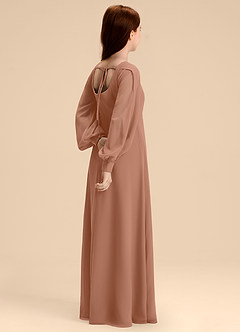 Azazie Bondi Junior Bronzer A-Line Blouson Chiffon Dress image6
