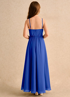 Azazie Twilight Dance Girls Formal Flower Girl Dresses Royal Blue A-Line Pleated Chiffon Dress image2