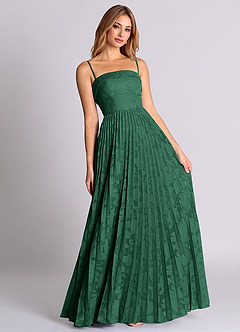 Azazie Mariana Bridesmaid Dresses Dark Green A-Line Strapless Floral Burnout Convertible Dress image7