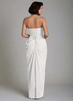 Azazie Nyra Bridesmaid Dresses White Sheath Corset Chiffon Dress image2