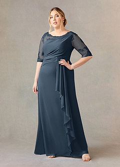 Azazie Dionysus Mother of the Bride Dresses Neptune A-Line Boatneck Lace Chiffon Dress image6