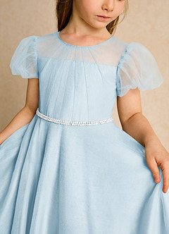 Azazie Duckie Flower Girl Dresses Sky Blue Ball-Gown Pleated Tulle Dress image6