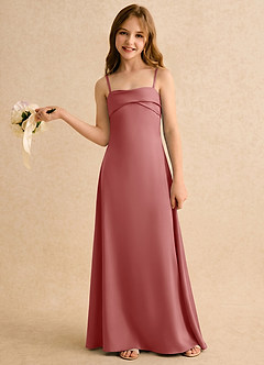 Azazie Mirabella Girls Formal Robe Demoiselle D'honneur Fillette Robe Fourreau en Satin extensible Encolure en Forme de Cœur Antique Rose image3