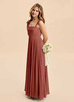 Azazie Rudy Junior A-Linie Plissee Chiffon Kleid Rotbraun image5