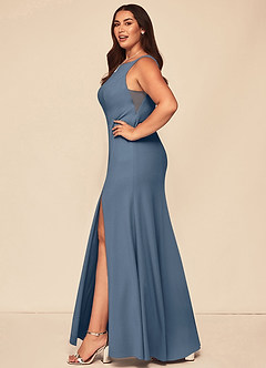 Azazie Rogue Bridesmaid Dresses Twilight Mermaid Scoop Side Slit Stretch Crepe Dress image9