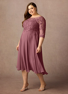 Azazie Marge Kleider für die Brautmutter A-Linie Schaufel Spitze Chiffon Kleid Wüstenrose image9