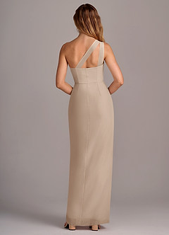 Azazie Tatianna Bridesmaid Dresses Taupe Sheath One Shoulder Chiffon Dress image2