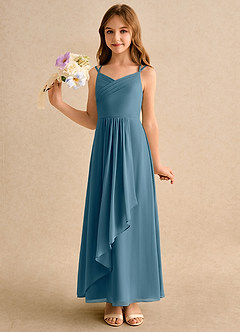 Azazie Zaida Girls Formal Flower Girl Dresses Bermuda A-Line Pleated Chiffon Dress image6