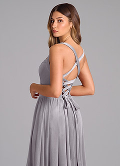 Azazie Francis Bridesmaid Dresses French Lilac A-Line Corset Velvet Dress image2