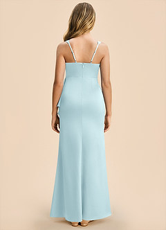 Azazie Adrienne Junior Cloud Blue Sheath Pleated Stretch Satin Dress image2