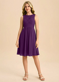 Azazie Skyla Junior Linia A Pofałdowany Szyfon Mini Młodsza druhna Sukienka image3