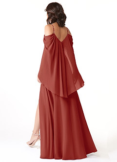 Azazie Cienna Jurken voor bruidsmeisjes Jurk van Chiffon met A-Lijn Off the Shoulder Terracotta image5