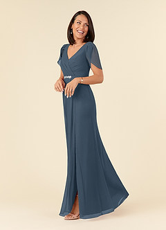 Azazie Marianne Mother of the Bride Dresses Neptune Sheath V-Neck Pleated Chiffon Dress image3