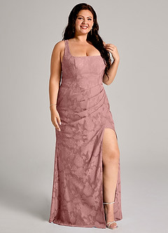 Azazie Mero Bridesmaid Dresses Dusty Rose Sheath Pleated Floral Burnout Dress image10