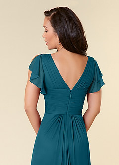 Azazie Reneya Mother of the Bride Dresses Ink Blue A-Line Pleated Mesh Dress image6