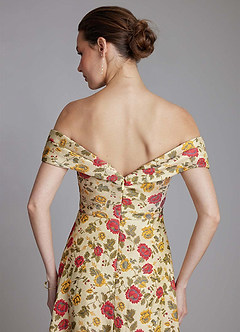 Azazie Kaliah Vestidos de damas de honor Vestido de Girasol de Brocado de Corte en A con Vestidos sin tirantes image2