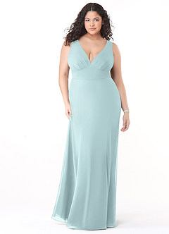 Azazie Christiana Bridesmaid Dresses Mist A-Line V-Neck Pleated Chiffon Dress image9