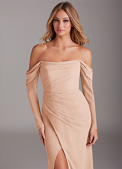 Azazie Hallie Bridesmaid Dresses English Rose Mermaid Long Sleeve Chiffon Dress image5