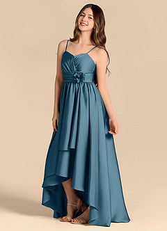 Azazie Catalina Junior Vestido de Bermudas de Satén Elástico de Corte en A con Escote de Corazón image7