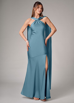 Azazie Kinsley Bridesmaid Dresses Bermuda Mermaid Side Slit Stretch Satin Dress image5